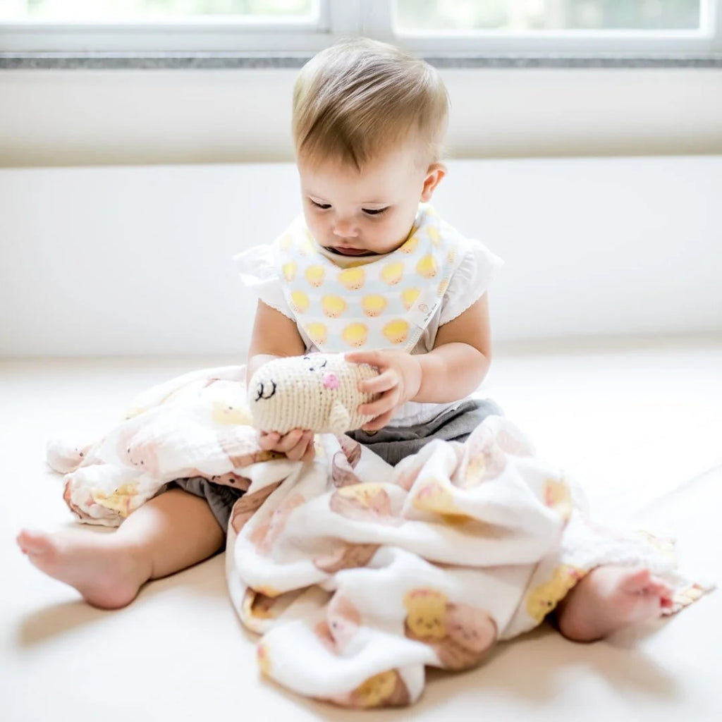Baby Swaddle Blanket in Bamboo and Organic Cotton, 120 × 120 cm,