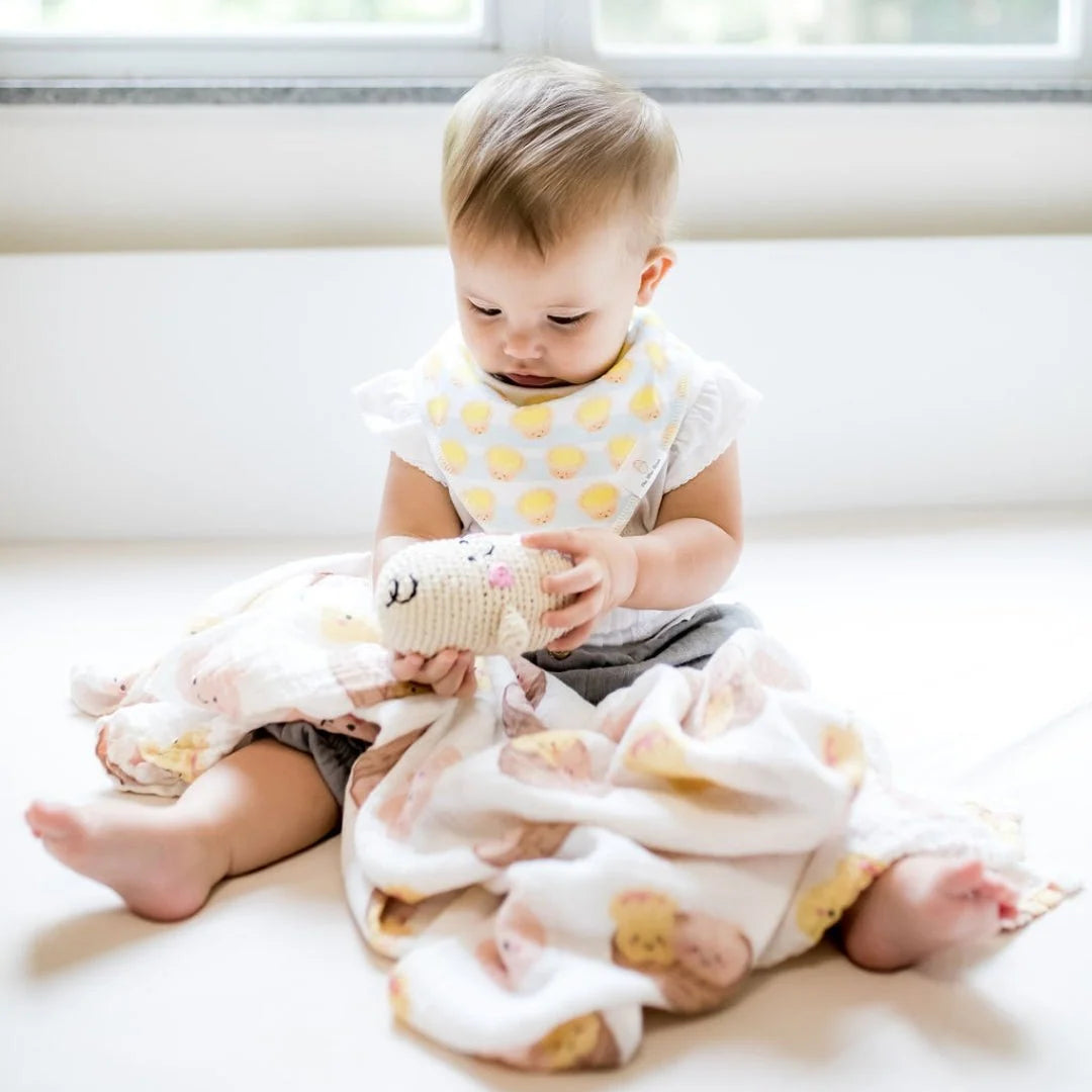 Baby Swaddle Blanket in Bamboo and Organic Cotton, 120 × 120 cm,