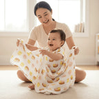 Baby Swaddle Blanket in Bamboo and Organic Cotton, 120 × 120 cm,