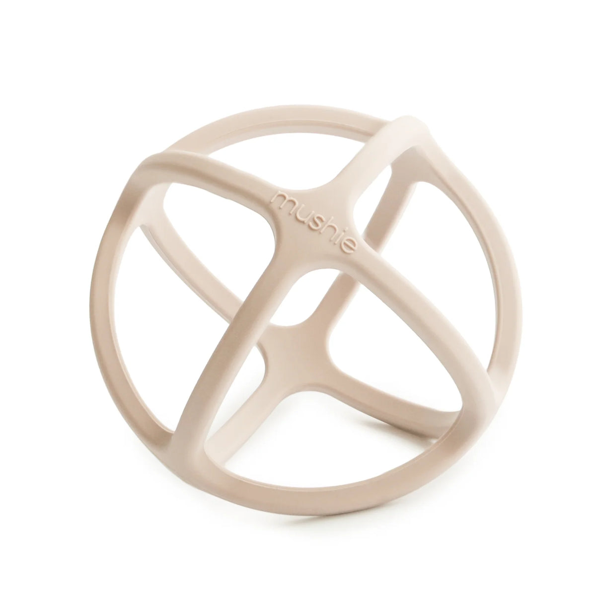 Baby Teether Ball in Food-Grade Silicone with Easy-Grasp Geometric Design and Five Neutral Color Choices — Shifting Sand