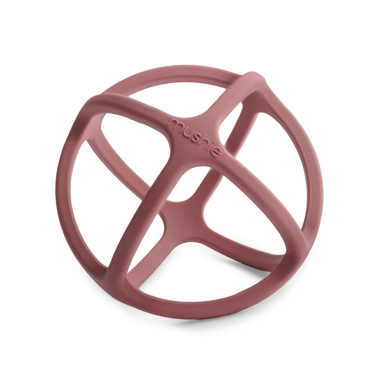 Baby Teether Ball in Food-Grade Silicone with Easy-Grasp Geometric Design and Five Neutral Color Choices — Woodchuck