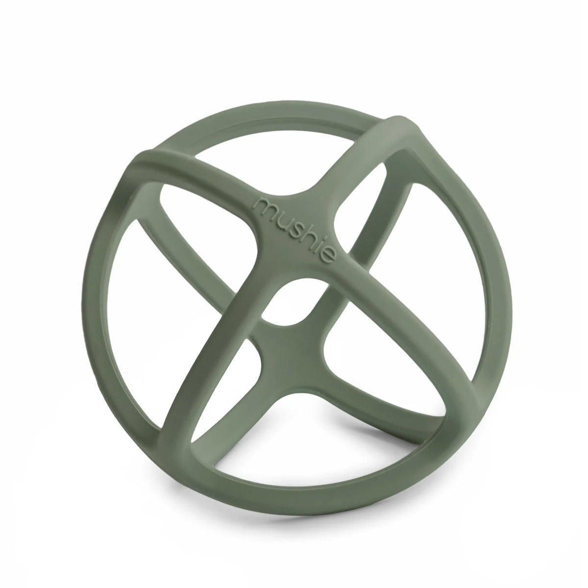 Baby Teether Ball in Food-Grade Silicone with Easy-Grasp Geometric Design and Five Neutral Color Choices — Dried Thyme