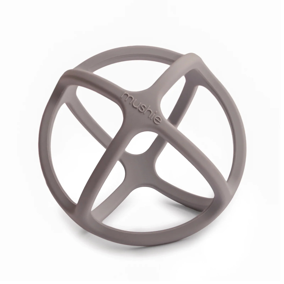 Baby Teether Ball in Food-Grade Silicone with Easy-Grasp Geometric Design and Five Neutral Color Choices — Dove Gray