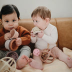 Baby Teether Ball in Food-Grade Silicone with Easy-Grasp Geometric Design and Five Neutral Color Choices