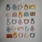 Baby Teether Ball in Food-Grade Silicone with Easy-Grasp Geometric Design and Five Neutral Color Choices