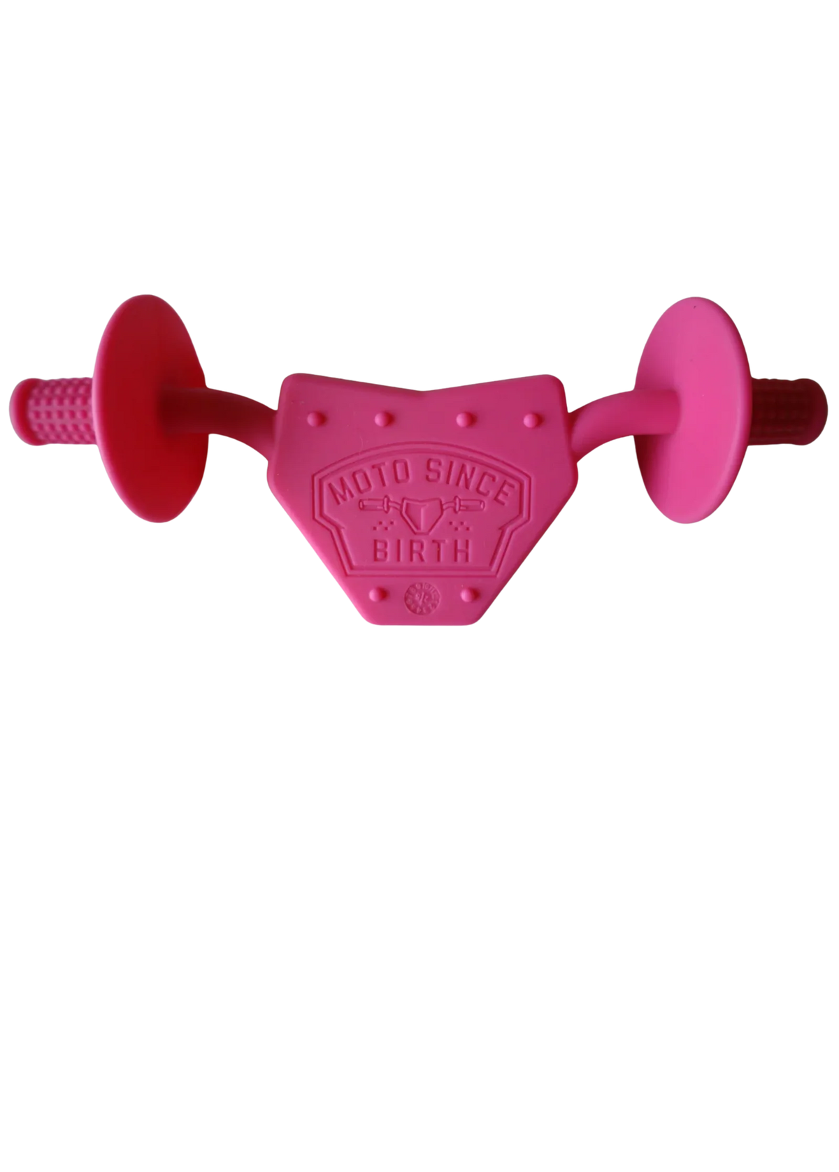 Baby Teether in a Motorcycle Handlebar Design with Soft Textured Grips for Babies and Toddlers — Pink