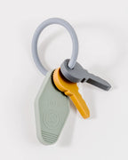 Baby Teether Ring with Two Keys, Chi Rho Symbol and Matthew 16:19 Hotel-Style Keychain for Baptism Gifts