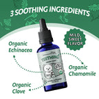 Baby Teething Drops with Organic Clove, Chamomile and Echinacea Support Plus Infant Toothbrush