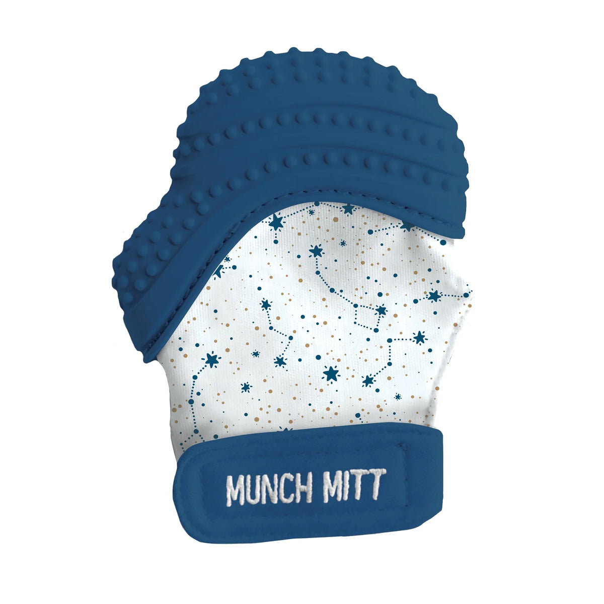 Baby Teething Mitt with Textured Silicone and an Adjustable Strap for Hands-Free Use on Either Hand