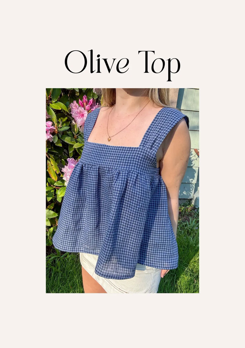 Babydoll Top PDF Sewing Pattern with Wide Ruched Straps and a Square Neckline for a Loose Silhouette