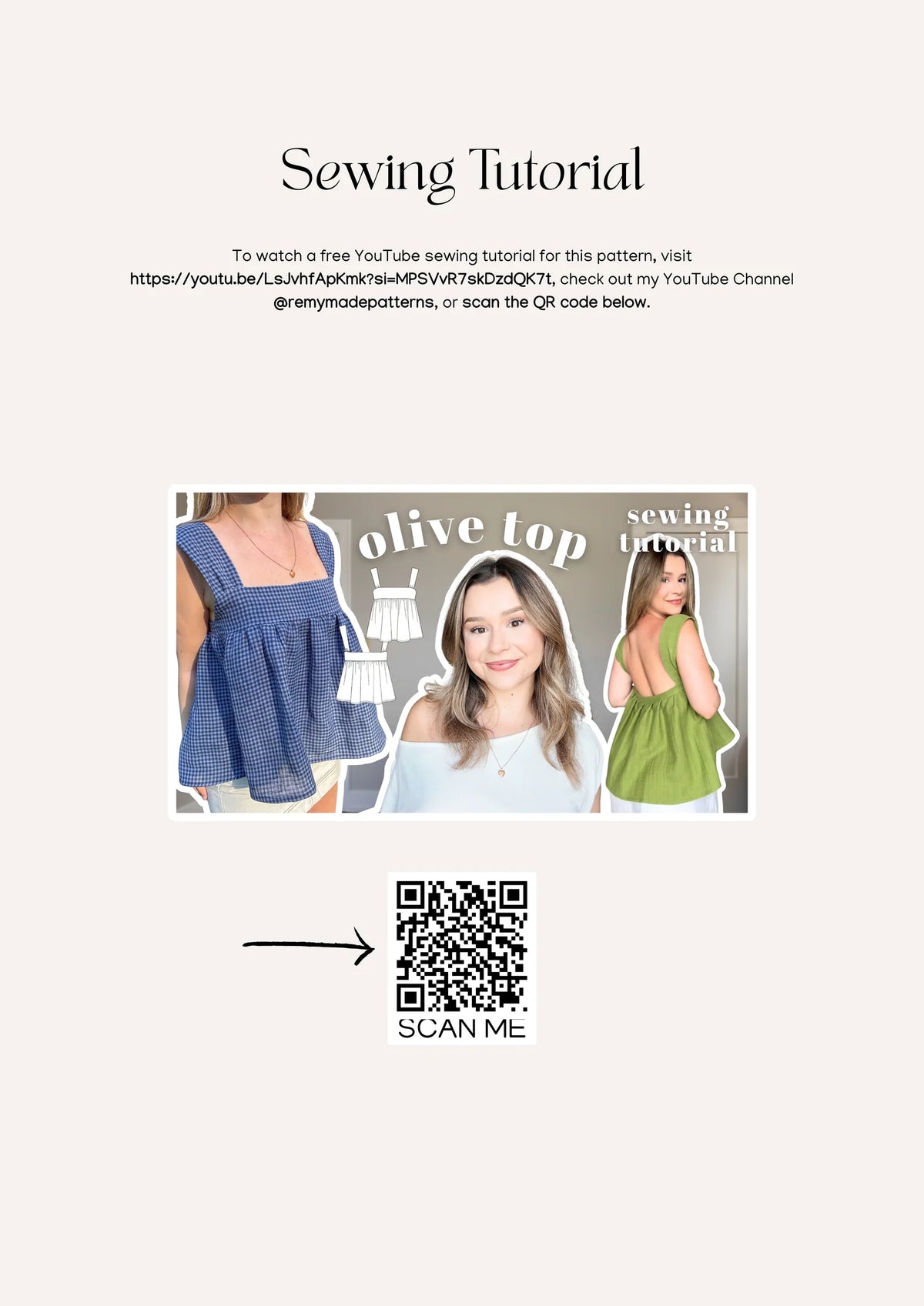 Babydoll Top PDF Sewing Pattern with Wide Ruched Straps and a Square Neckline for a Loose Silhouette