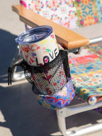 Backpack Beach Chair in Folk Flower Patchwork, Portable Folding Outdoor Seat for Beach Days and Camping