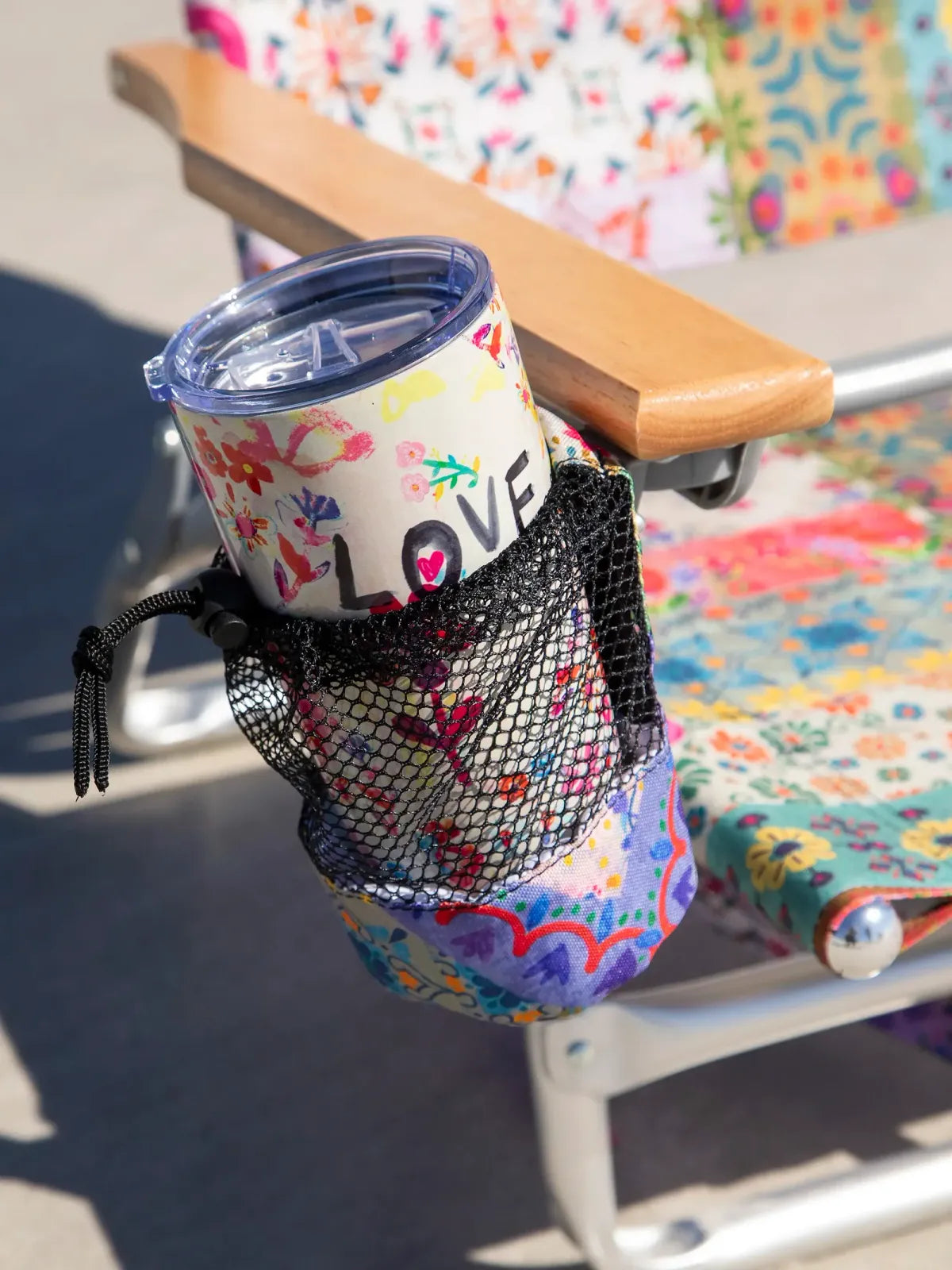 Backpack Beach Chair in Folk Flower Patchwork, Portable Folding Outdoor Seat for Beach Days and Camping