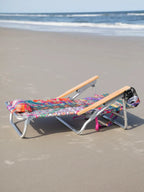 Backpack Beach Chair in Folk Flower Patchwork, Portable Folding Outdoor Seat for Beach Days and Camping