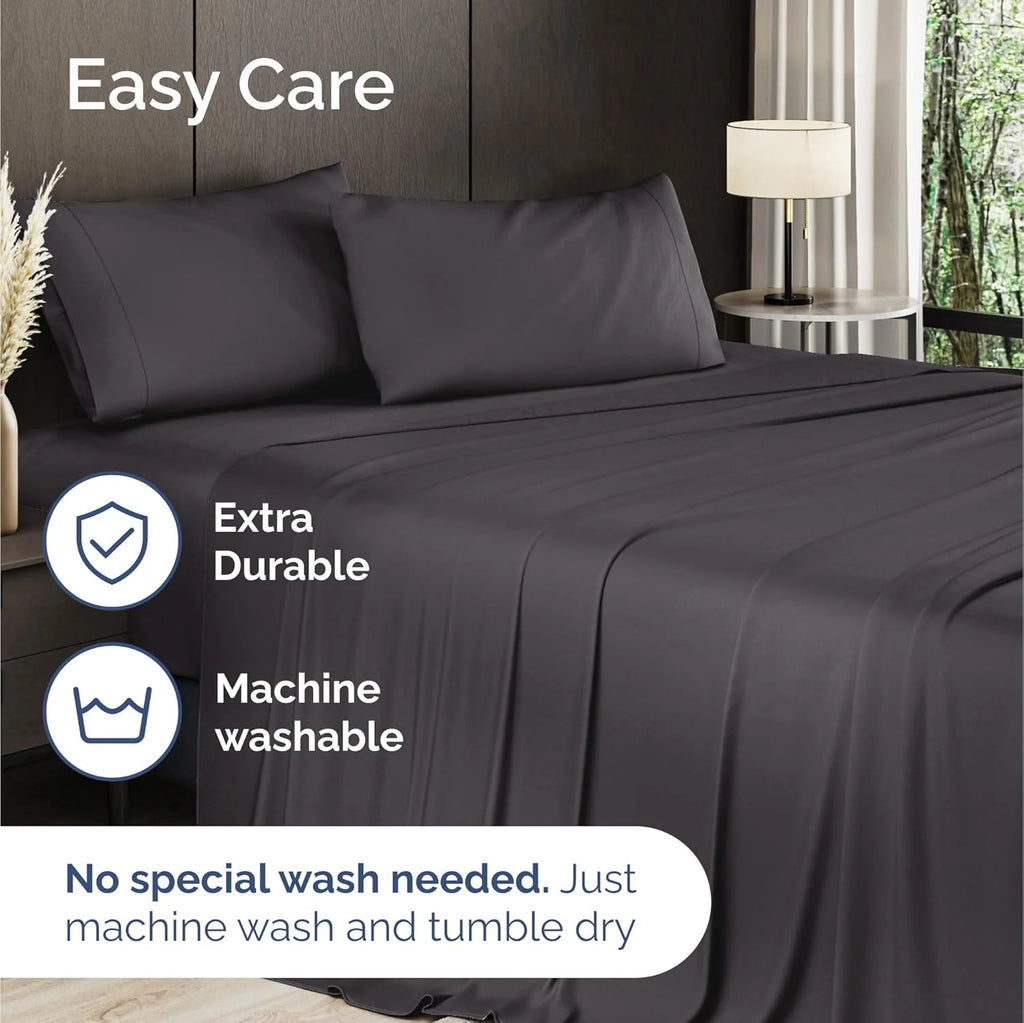 Bamboo Cooling Sheet Set with 18-Inch Deep Pockets, Soft Breathable Rayon Bedding in Twin, Full, Queen and King Sizes