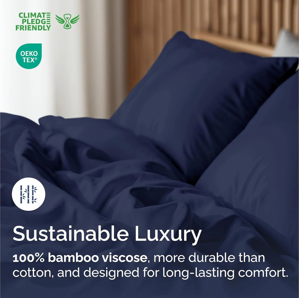 Bamboo Cooling Sheet Set with 18-Inch Deep Pockets, Soft Breathable Rayon Bedding in Twin, Full, Queen and King Sizes