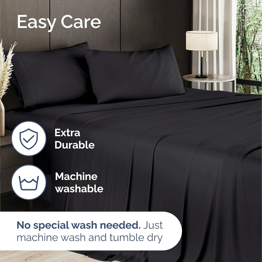 Bamboo Cooling Sheet Set with 18-Inch Deep Pockets, Soft Breathable Rayon Bedding in Twin, Full, Queen and King Sizes