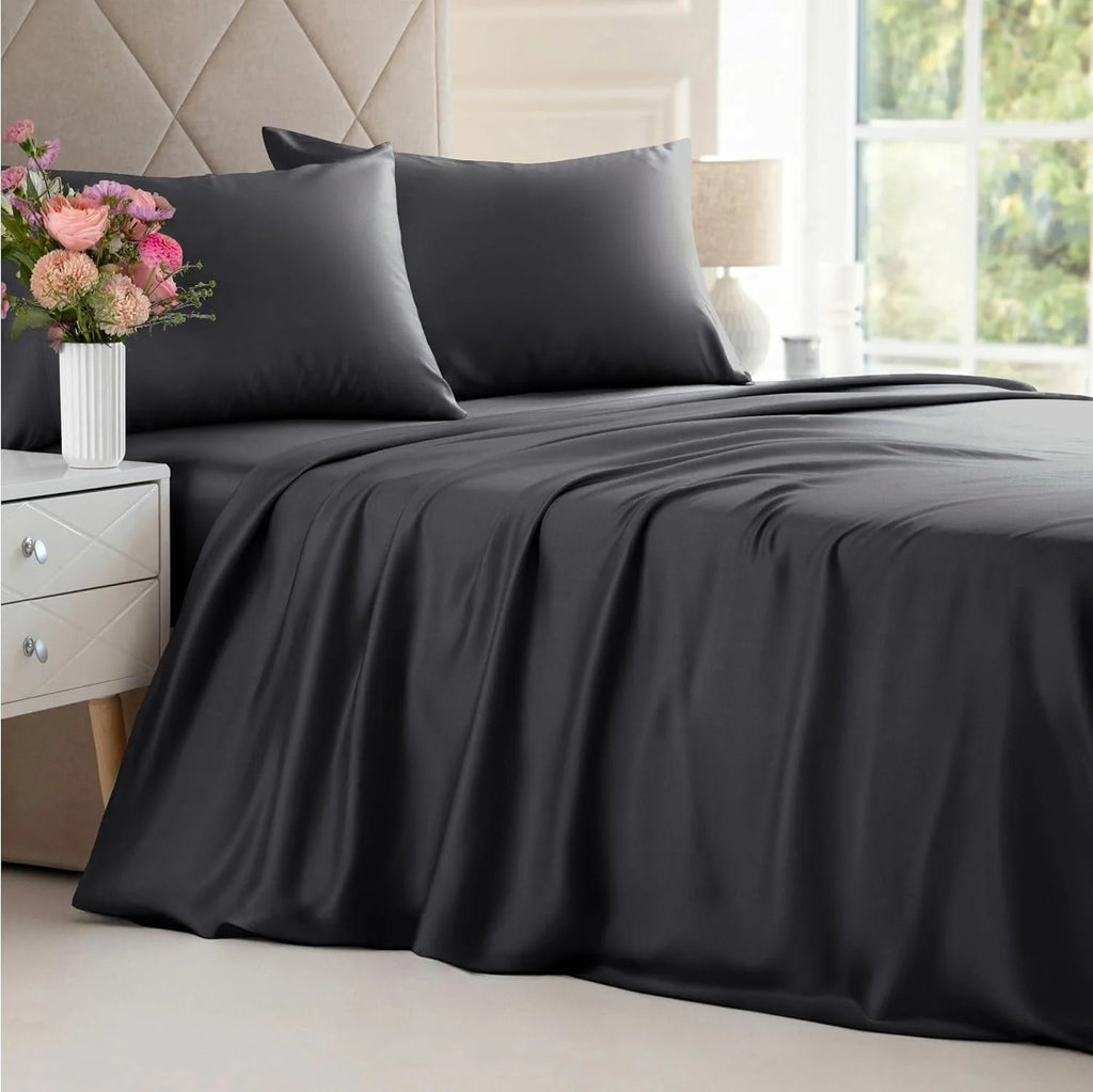 Bamboo Cooling Sheet Set with 18-Inch Deep Pockets, Soft Breathable Rayon Bedding in Twin, Full, Queen and King Sizes