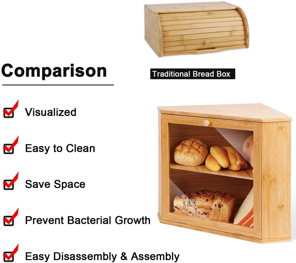 Bamboo Corner Bread Box