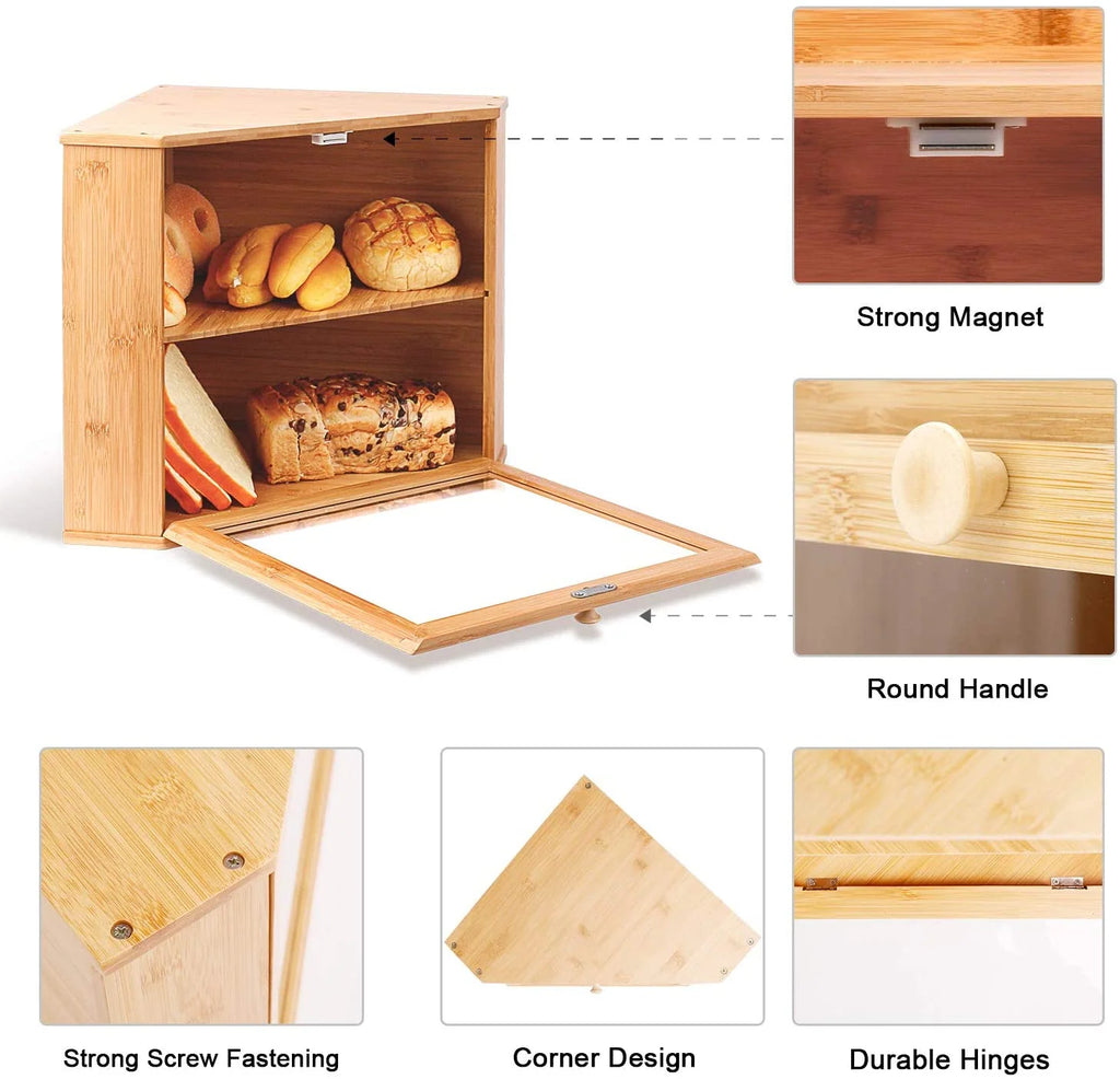 Bamboo Corner Bread Box