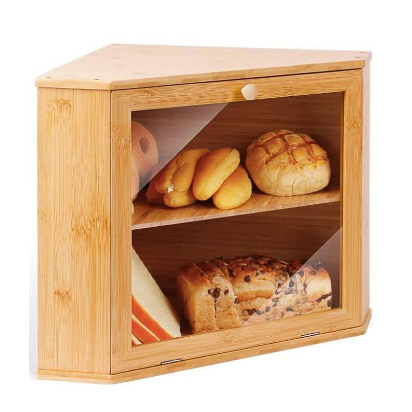 Bamboo Corner Bread Box, Natural Bamboo