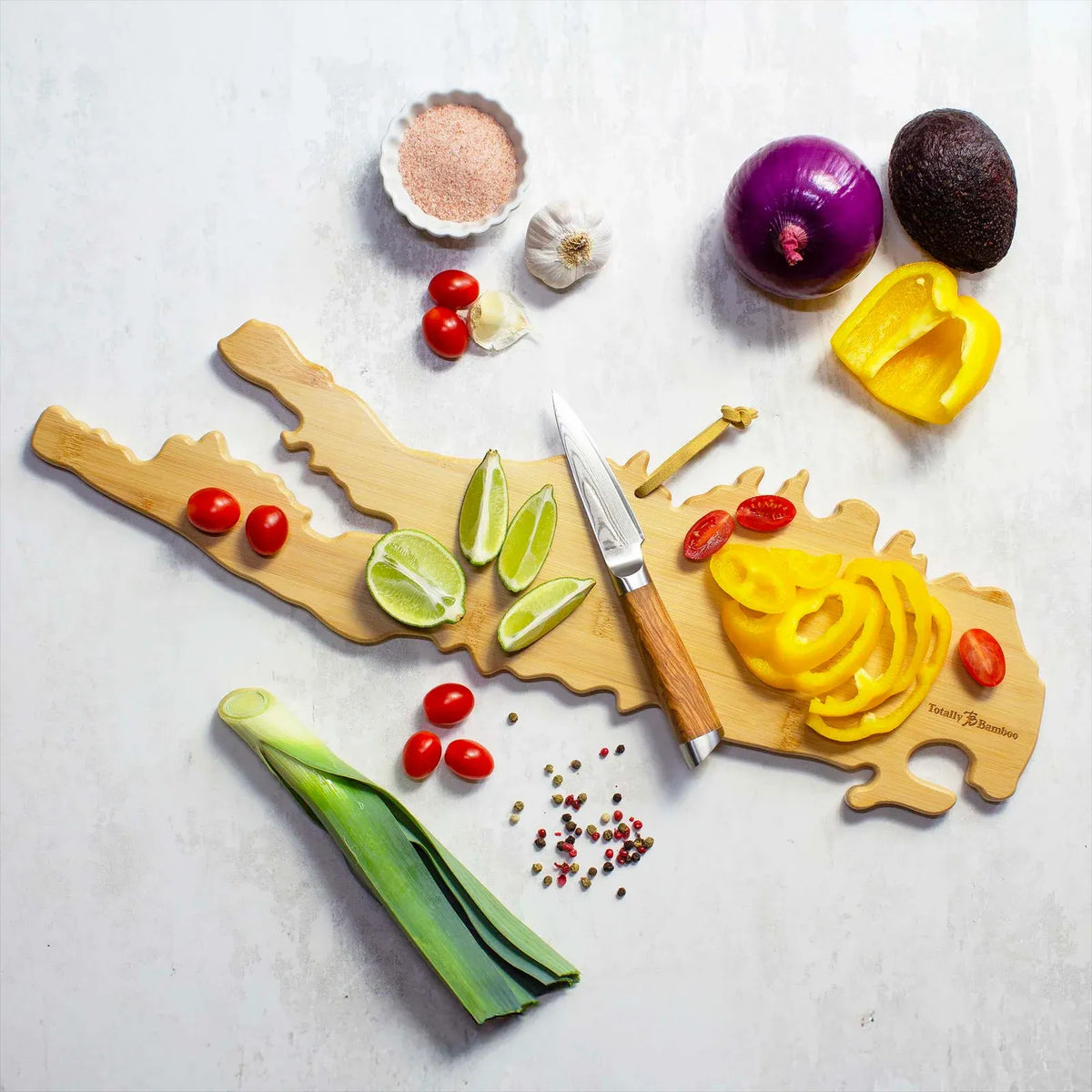 Bamboo Cutting Board in a Long Island Outline