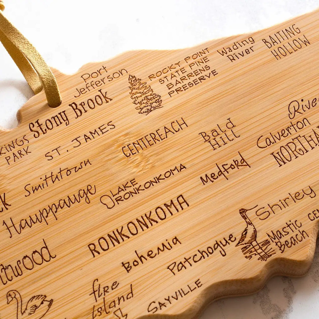Bamboo Cutting Board in a Long Island Outline