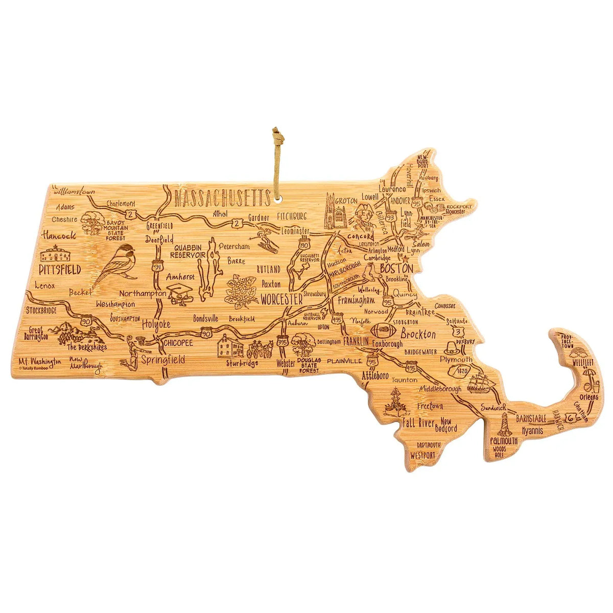 Bamboo Cutting Board in a Massachusetts Outline