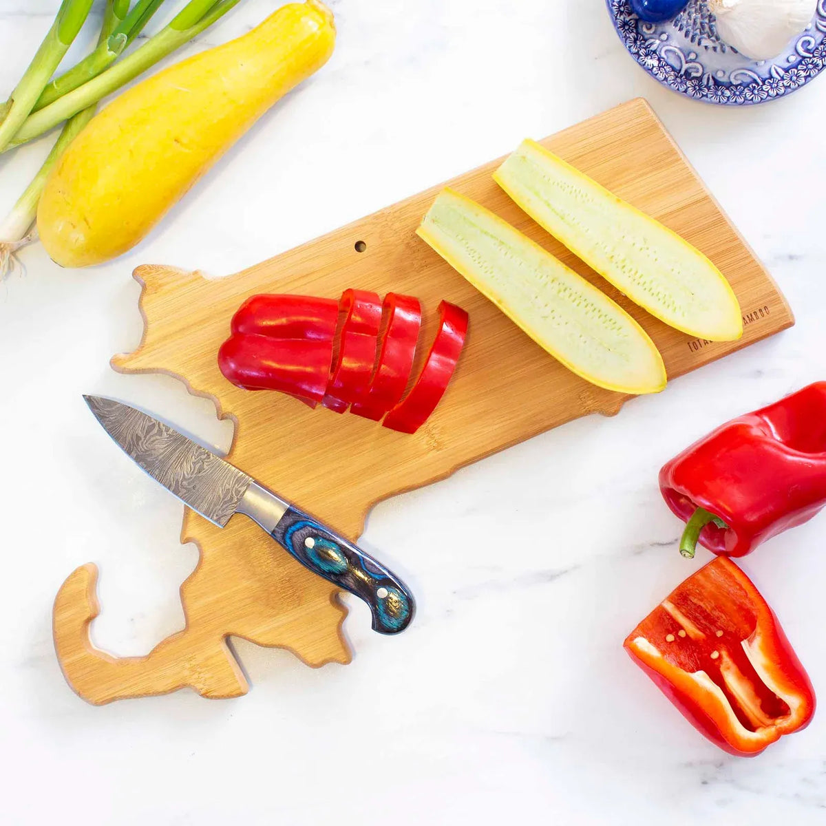 Bamboo Cutting Board in a Massachusetts Outline