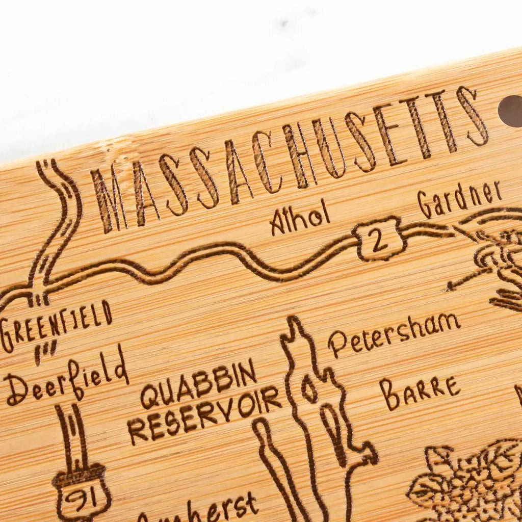 Bamboo Cutting Board in a Massachusetts Outline