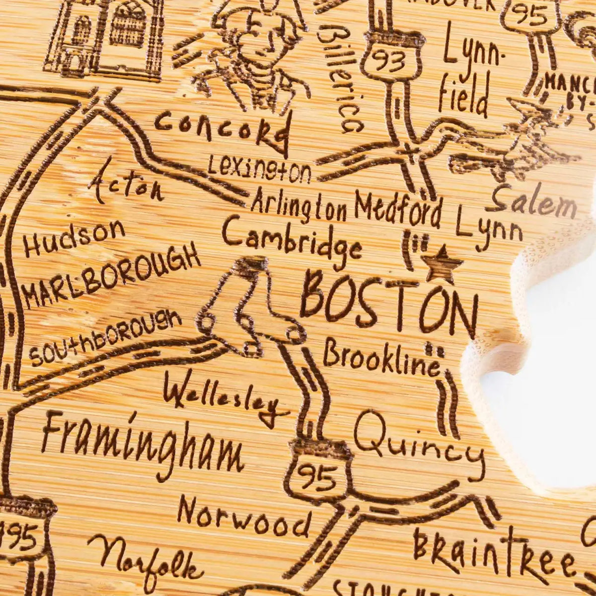 Bamboo Cutting Board in a Massachusetts Outline