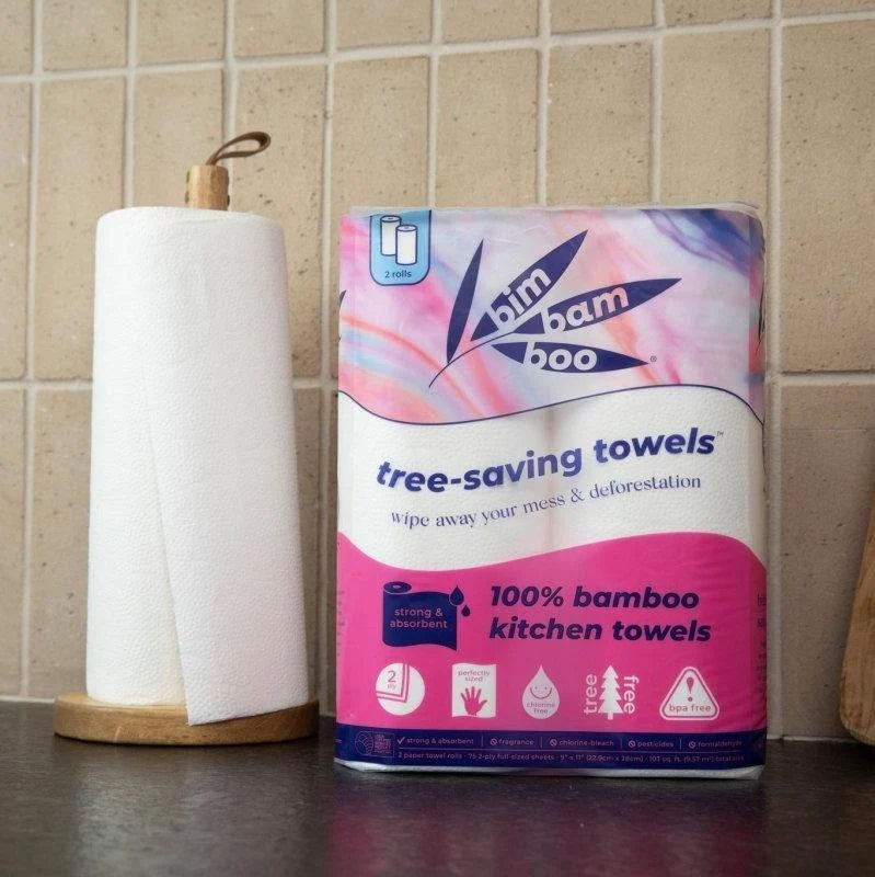 Bamboo Paper Towels, Two-Ply Absorbent Lint-Free Kitchen Towels for Cooking, Baking and Everyday Cleanup