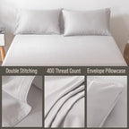 Bamboo Pillowcase Set with 400 Thread Count, Silky Cooling Comfort, and Standard, Queen, or King Sizes