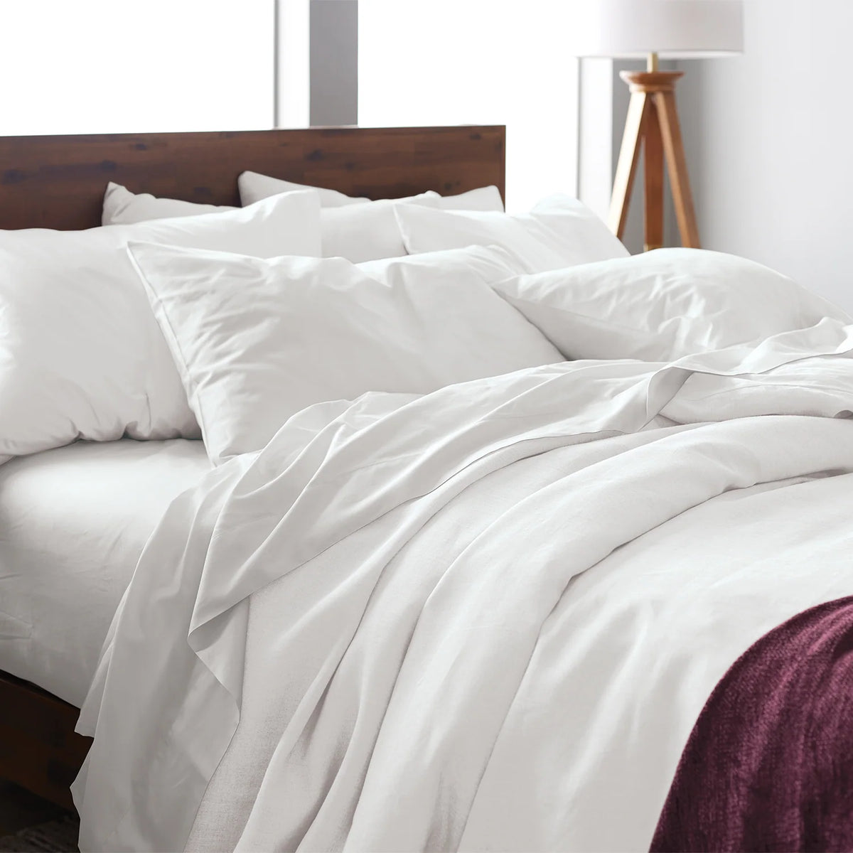 Bamboo Sheet Set with Fitted and Flat Sheets, Envelope Pillowcases, Seven Colors and Four Bed Sizes