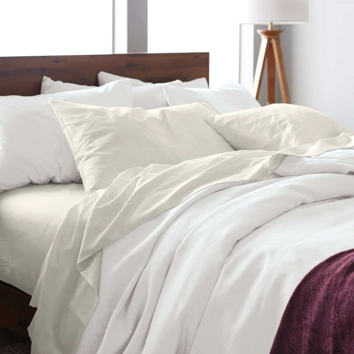 Bamboo Sheet Set with Fitted and Flat Sheets, Envelope Pillowcases, Seven Colors and Four Bed Sizes