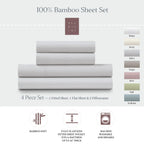 Bamboo Sheet Set with Fitted and Flat Sheets, Envelope Pillowcases, Seven Colors and Four Bed Sizes