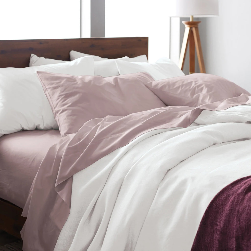 Bamboo Sheet Set with Fitted and Flat Sheets, Envelope Pillowcases, Seven Colors and Four Bed Sizes