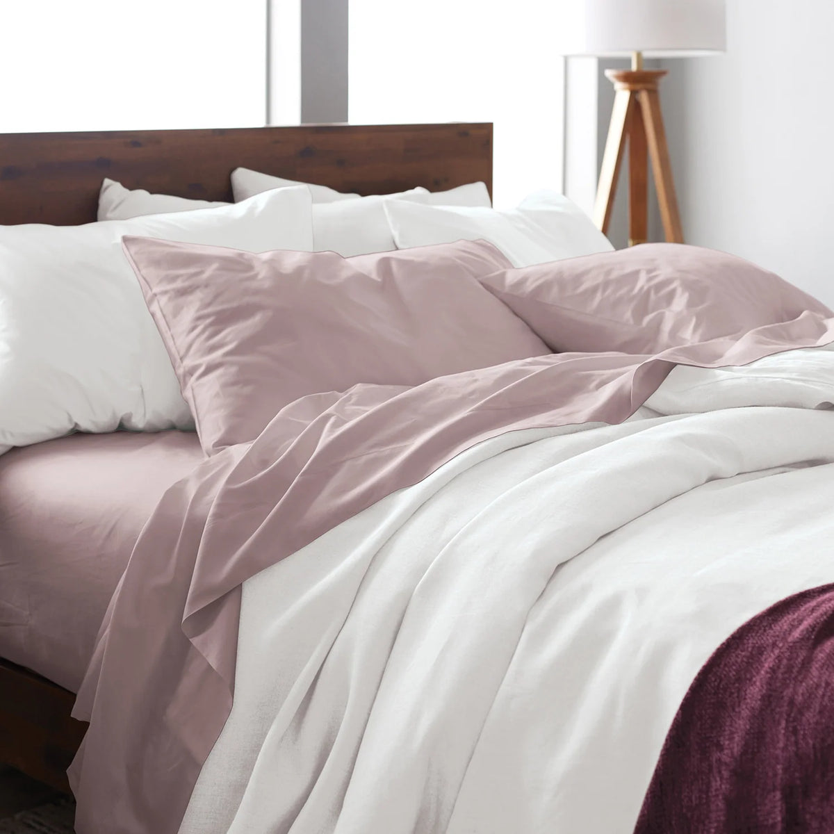 Bamboo Sheet Set with Fitted and Flat Sheets, Envelope Pillowcases, Seven Colors and Four Bed Sizes