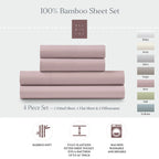 Bamboo Sheet Set with Fitted and Flat Sheets, Envelope Pillowcases, Seven Colors and Four Bed Sizes