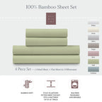 Bamboo Sheet Set with Fitted and Flat Sheets, Envelope Pillowcases, Seven Colors and Four Bed Sizes