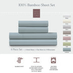 Bamboo Sheet Set with Fitted and Flat Sheets, Envelope Pillowcases, Seven Colors and Four Bed Sizes