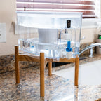 Bamboo Water Dispenser Stand with Stable Raised Base, Natural Finish and Easy Assembly for Home or Office