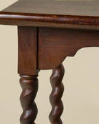 Barley Twist Accent Table in Solid Mango Wood with Hand-Finished Legs and a Deep Dark Stain for Vintage Character