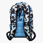 Baseball Backpack for School in Blue Cowhide Print with Expandable Bottle Pouches on Both Sides