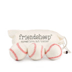 Baseball Wool Dryer Balls, Reusable Set of 3 for Small and Medium Laundry Loads in a Cotton Storage Bag