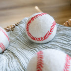 Baseball Wool Dryer Balls, Reusable Set of 3 for Small and Medium Laundry Loads in a Cotton Storage Bag