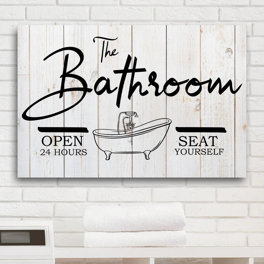 Bathroom Sign on Gallery Wrapped Canvas, Personalized
