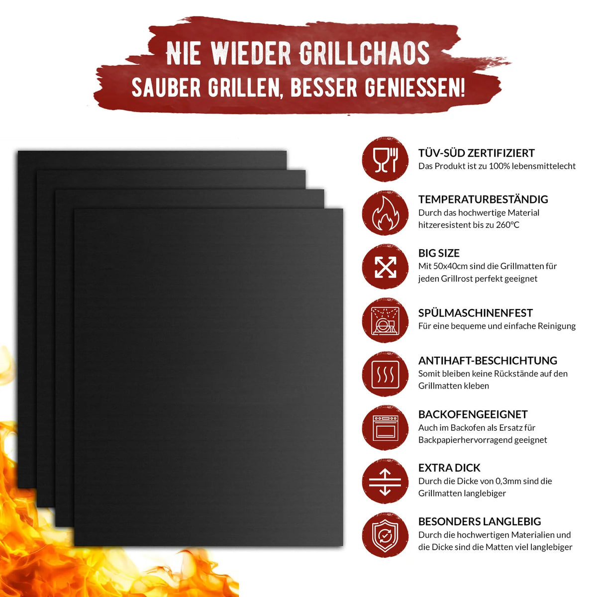 BBQ Grill Mat Set of 4