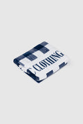 Beach Towel in Navy Gingham with Large 180 x 100 cm Coverage, Quick-Drying Terry Velour Blend and Tassel Detail