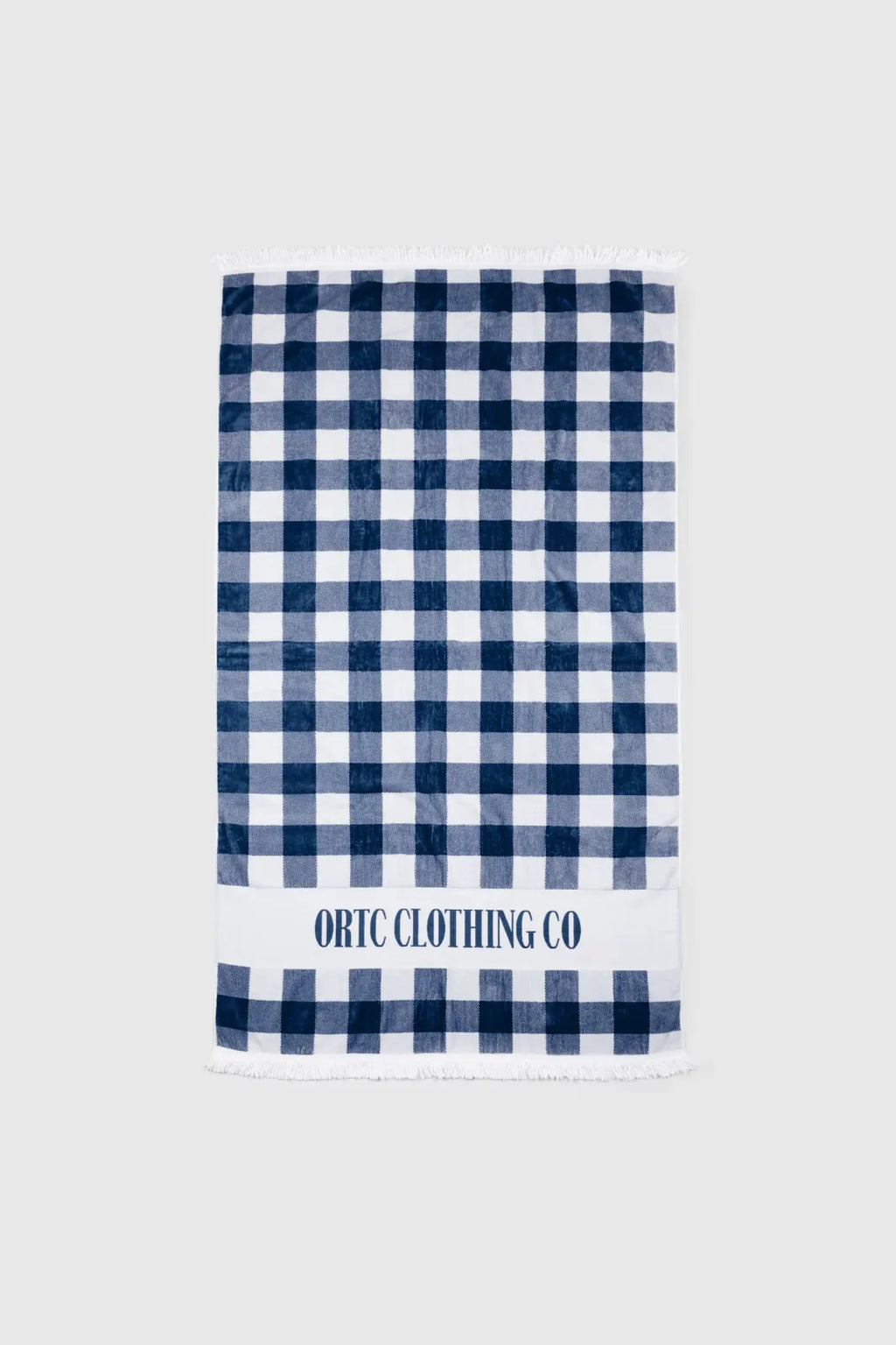 Beach Towel in Navy Gingham with Large 180 x 100 cm Coverage, Quick-Drying Terry Velour Blend and Tassel Detail